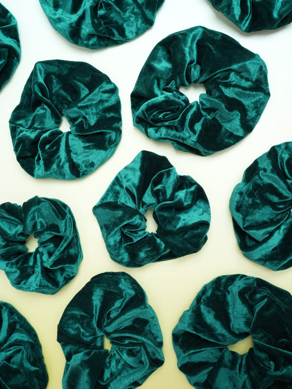 Shiny Velvet Series Emerald Dark Green Large - Hair Scrunchie