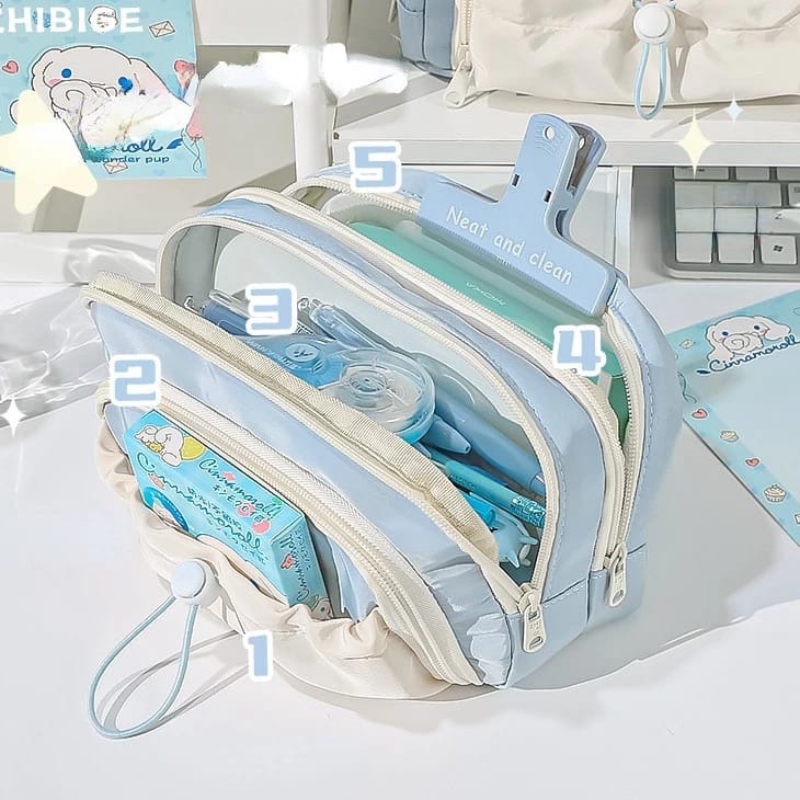 Blue Large Capacity - 3 Zip Pouch