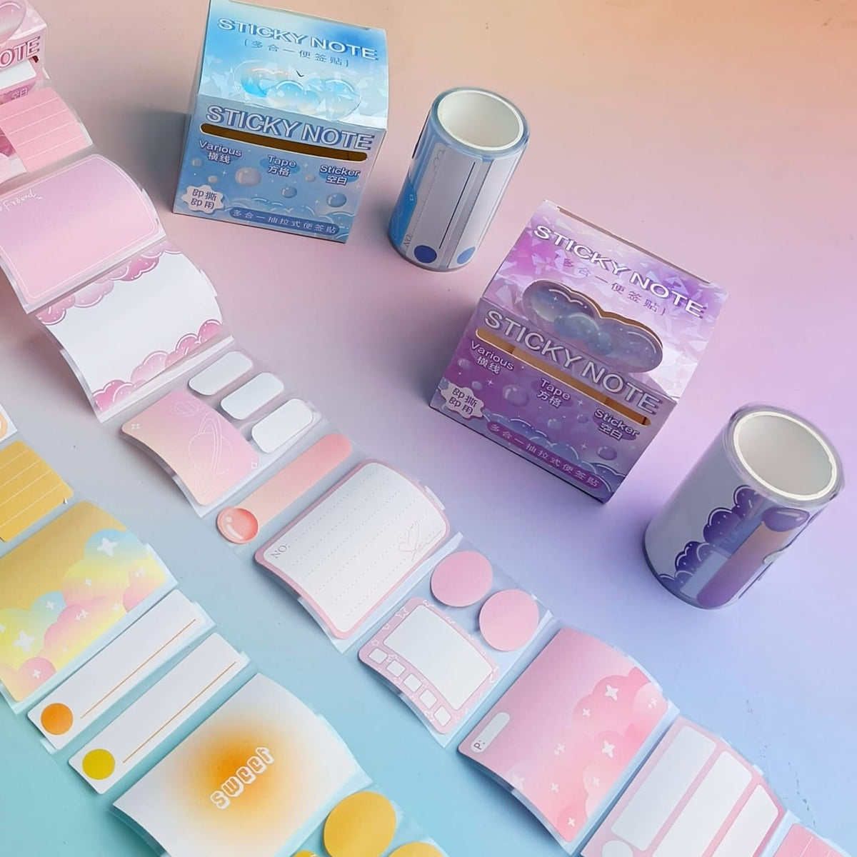 Candy Color Post It Notes  - Sticker Roll Box