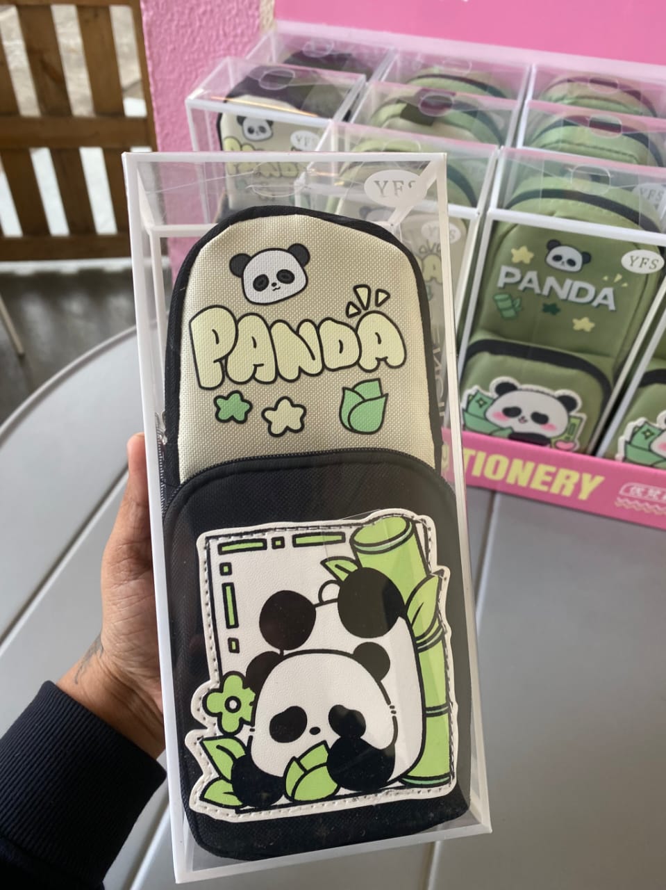 Funky Panda Jeans  Zipper - Large Pouch