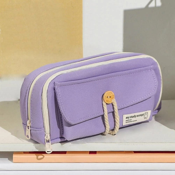 Study Hard Series Stationery Organizer Purple - Zipper Pouch