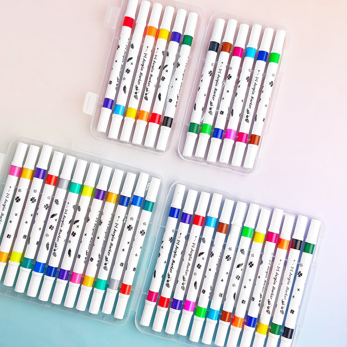Artist Dual Acrylic Markers 2 in 1 - Set Of 12 / 18 / 24 / 36