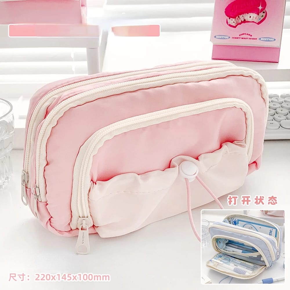 Pink  Large Capacity - 3 Zip Pouch