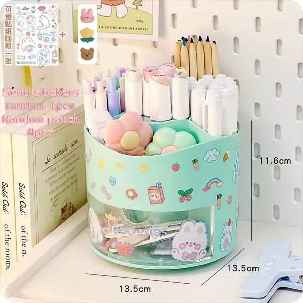 Rotary Teal - Stationery Organizer & Makeup Brushes Holder