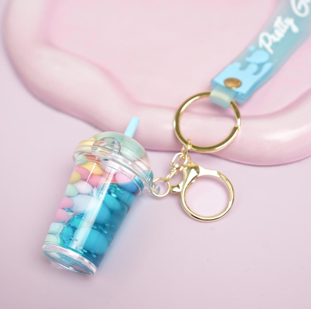 Sipper  Glitter Water - Gold  Key Ring