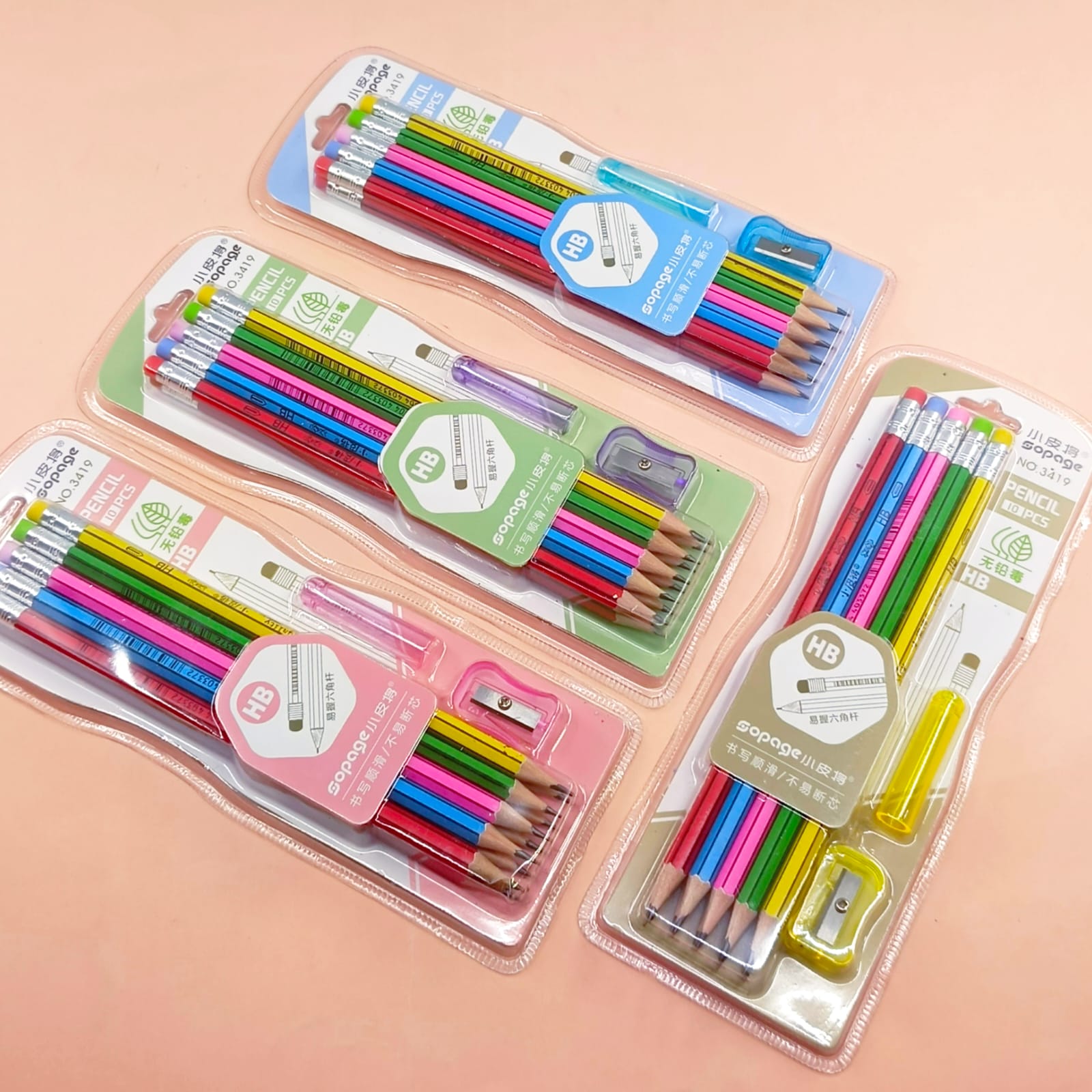 Candy Color Wood Pencils Style 1 - Stationery Set of 12