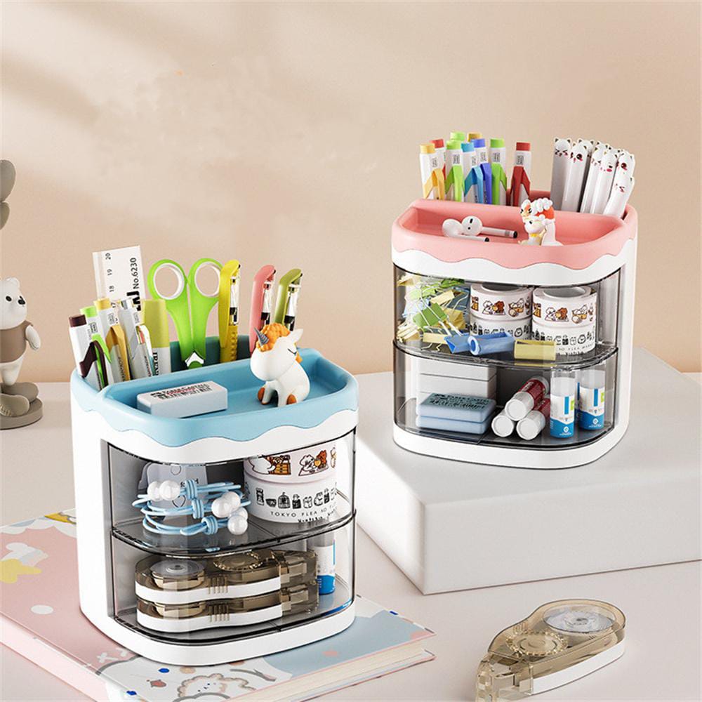 Blue Mini Stationery 2 Drawer - Desk Organizer