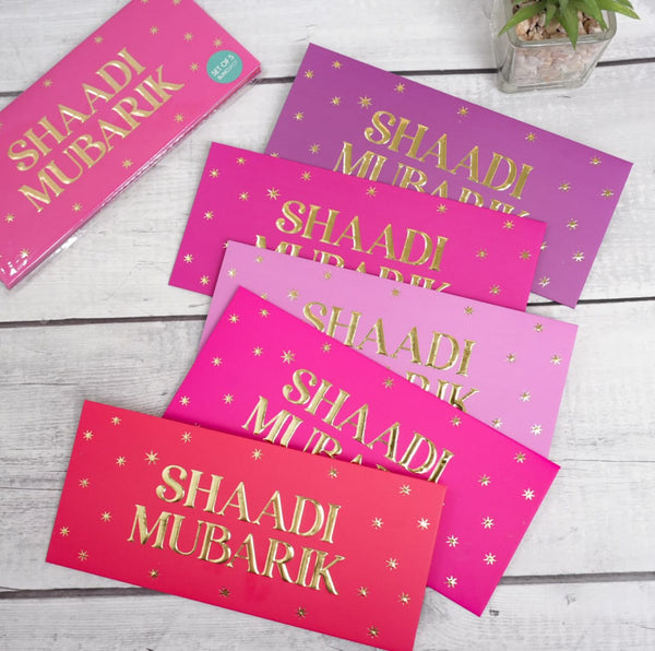 Shaadi Mubarak Gold Foiled - Envelopes SET OF 5