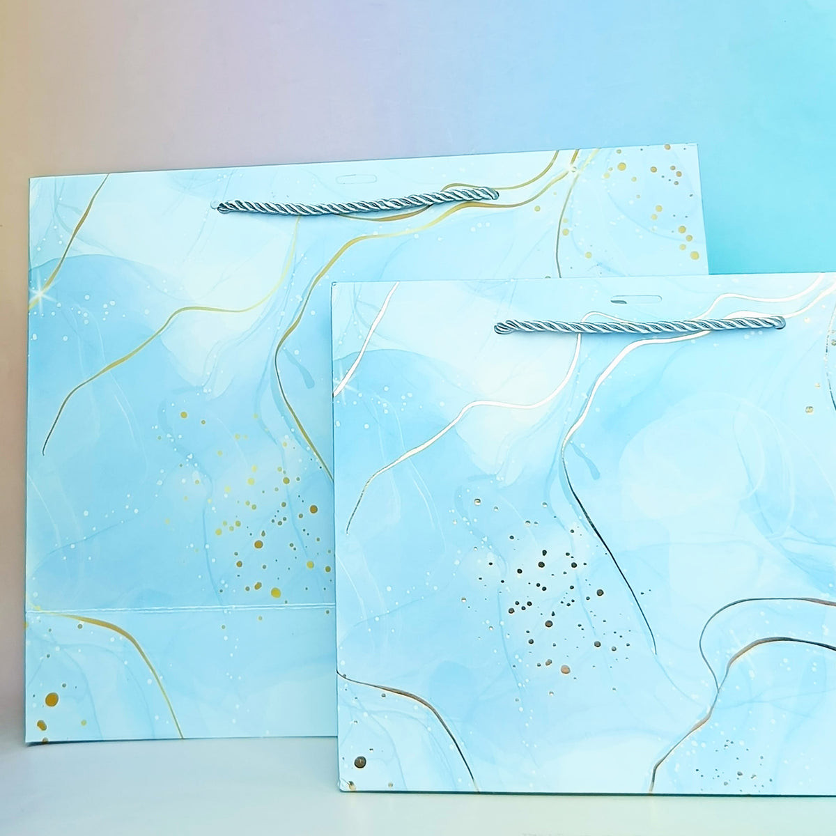 Marbled Gold Foil  Blue - Gift Bag