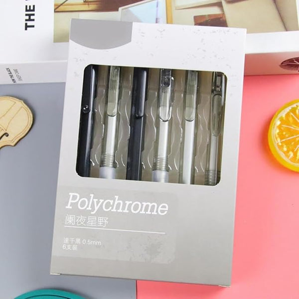 Polychrome Black & White - Press Gel Pen Set of 6