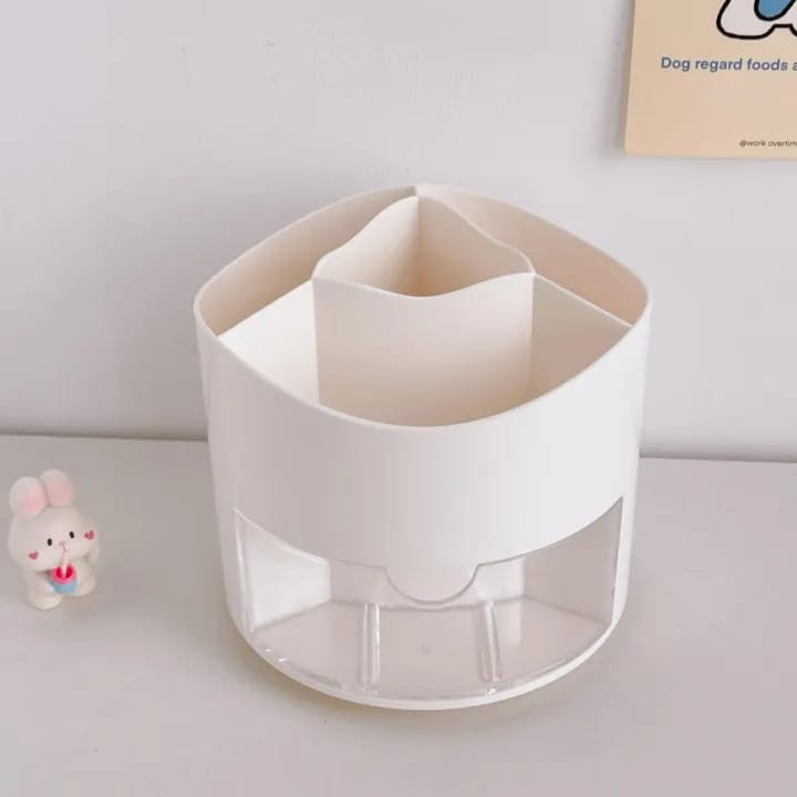 Rotary White  - Stationery Organizer &amp; Makeup Brushes Holder