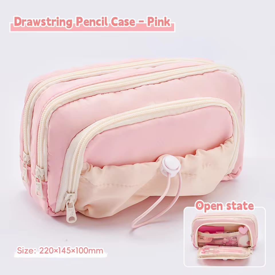 Pink  Large Capacity - 3 Zip Pouch