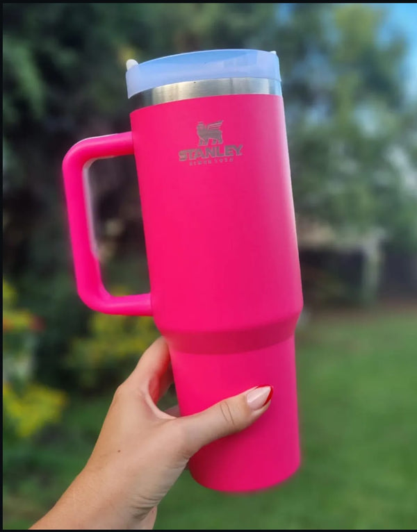 Hot Pink Silver Foil Cup Quencher H2.0 - Water Bottle / Sipper Cup