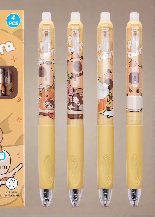 Cute Capybara Erasable - Press Gel Pen Set of 4
