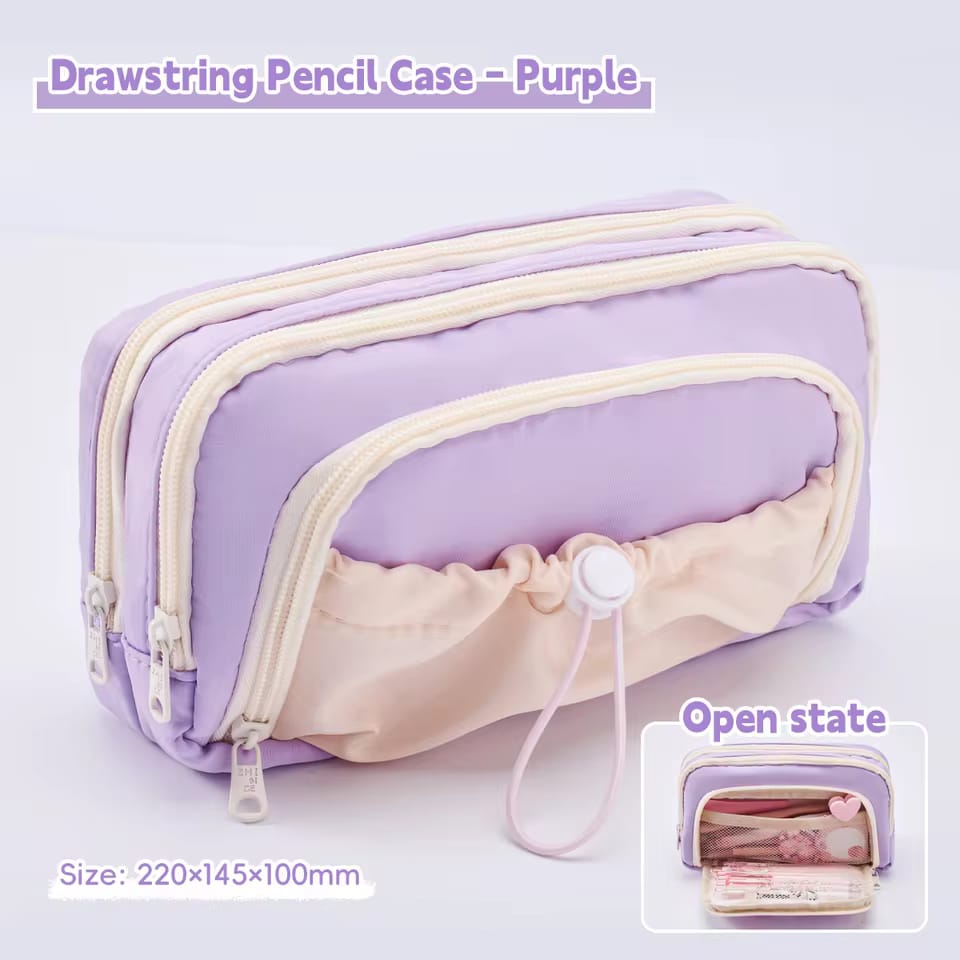 Light Purple Large Capacity - 3 Zip Pouch