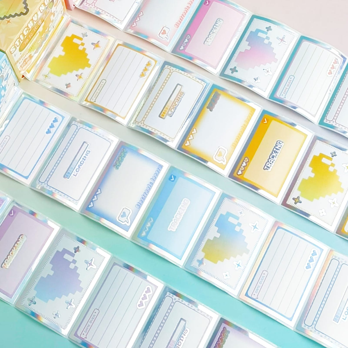 Heart Silver Foil Post It Notes  - Sticker Roll Box