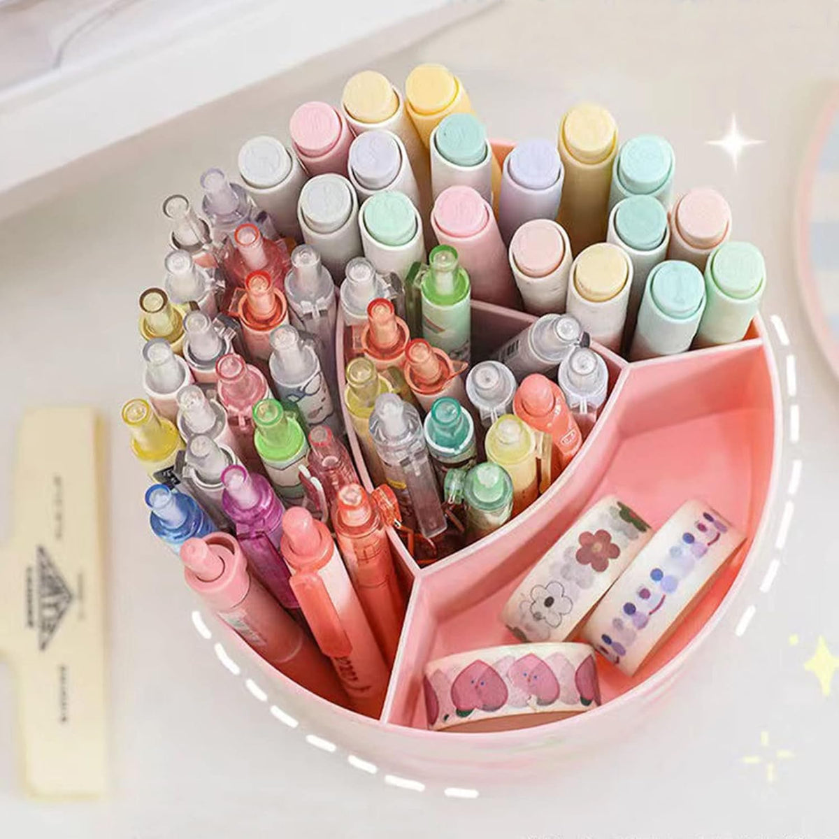 Rotary Pink - Stationery Organizer &amp; Makeup Brushes Holder
