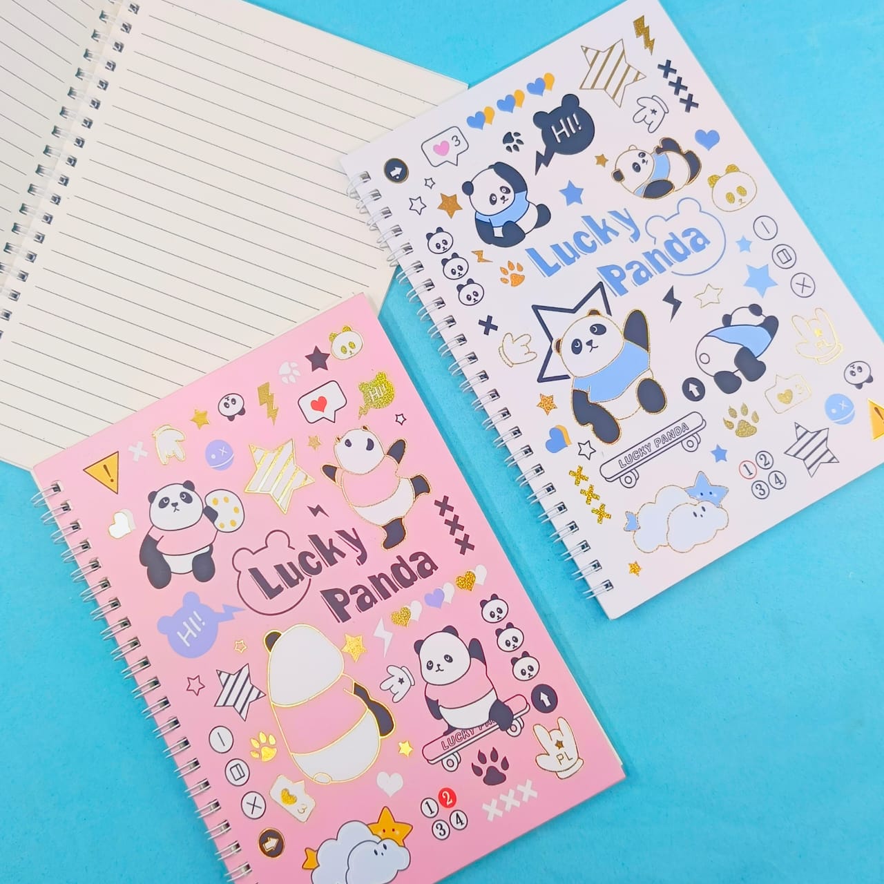 Lucky Panda Spiral Notebook / Journal ( 38 Lined Pages ) - Style 2