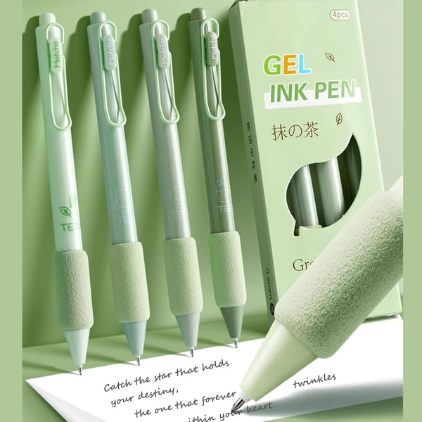 Green Tea Soft Grip - Press Gel Pen Set of 4