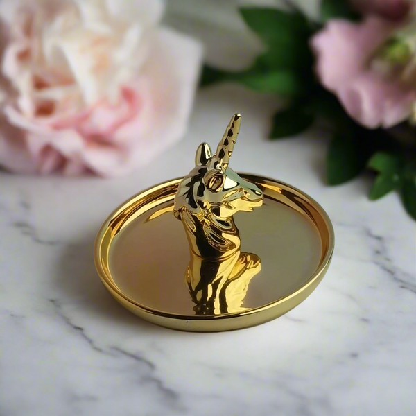 Elegant Gold Foil Unicorn l - Jewelry Dish