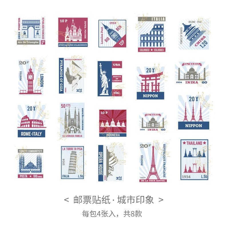 City Travel Notes Stamp  - Stickers Sheets Set Of 3