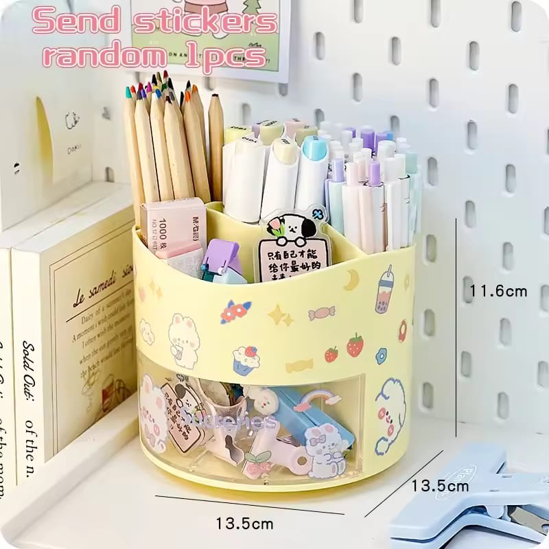 Rotary Yellow - Stationery Organizer &amp; Makeup Brushes Holder