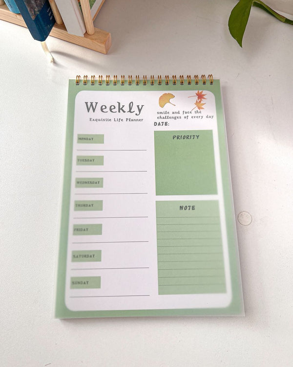 Weekly Planner  Spiral Gold Rings - Notepad