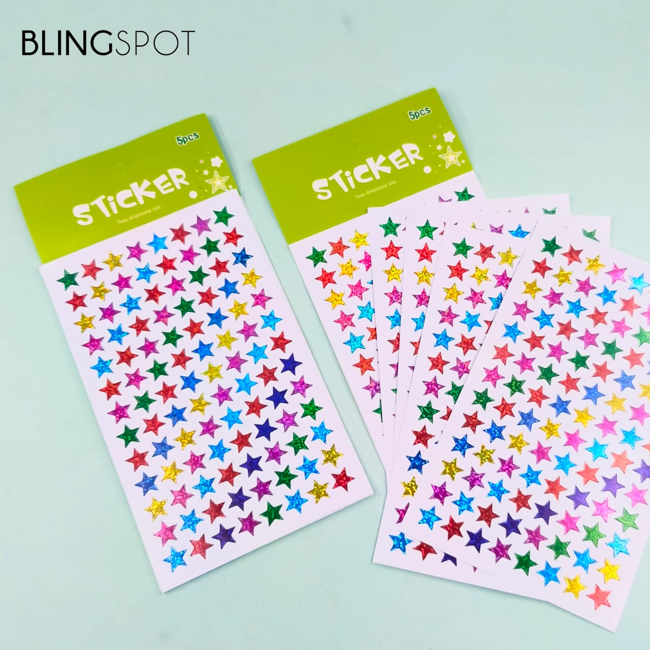 Multi Sparkle Stars Decoration Stickers Set Of 5 Sheets - Style 2