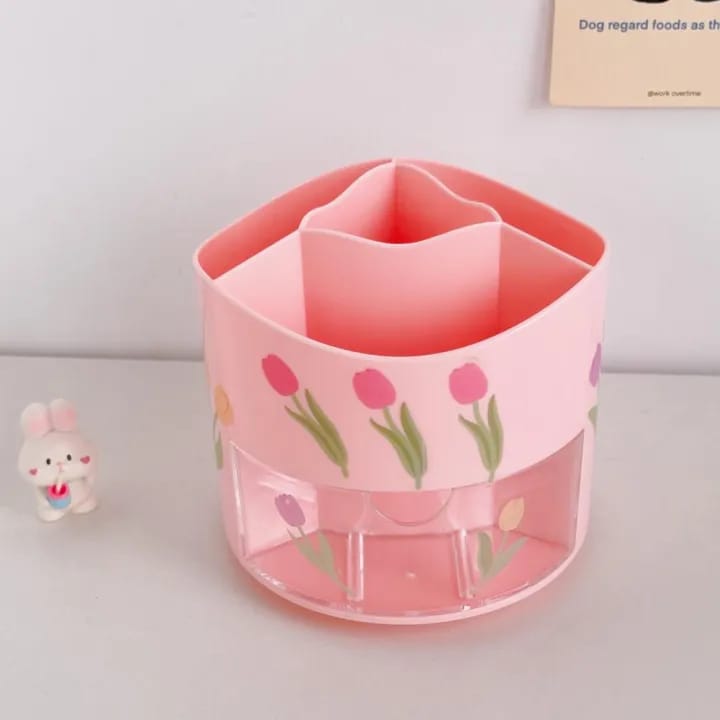 Rotary Pink - Stationery Organizer &amp; Makeup Brushes Holder