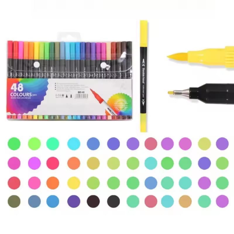 Soft Head Double Tip ( 2in 1 ) Markers Set Of 12 / 24 / 36