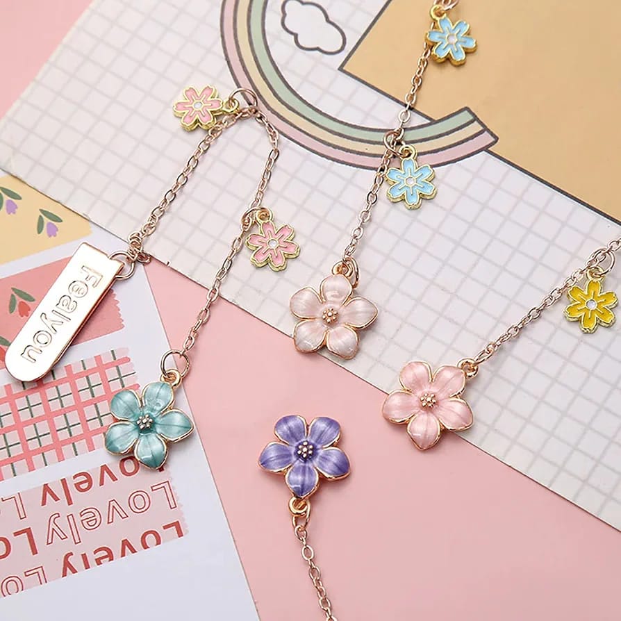 Flower Charms Gold Foil - Dangling  Bookmark