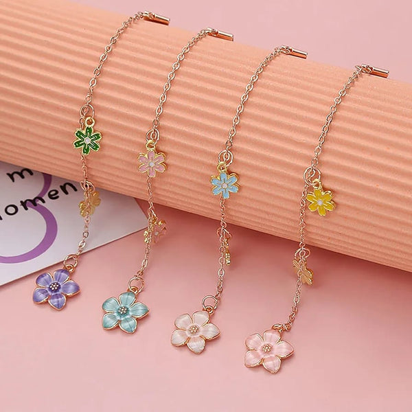 Flower Charms Gold Foil - Dangling  Bookmark