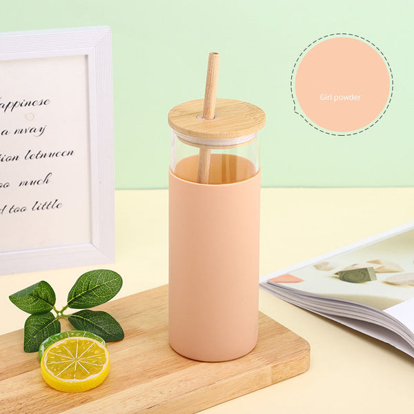 Colored Peach Tumbler Glass - Water Bottle / Sipper Cup