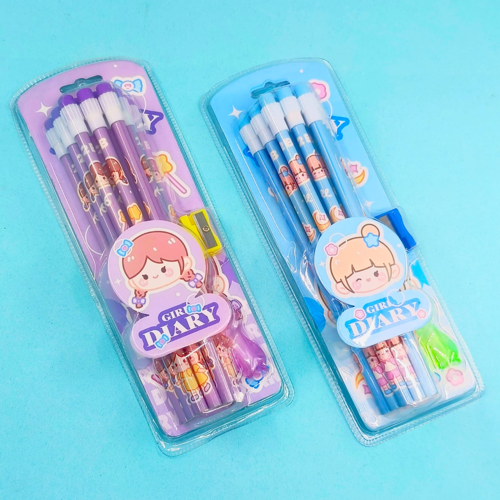 Girl Diary Purple & Blue - Stationery Set