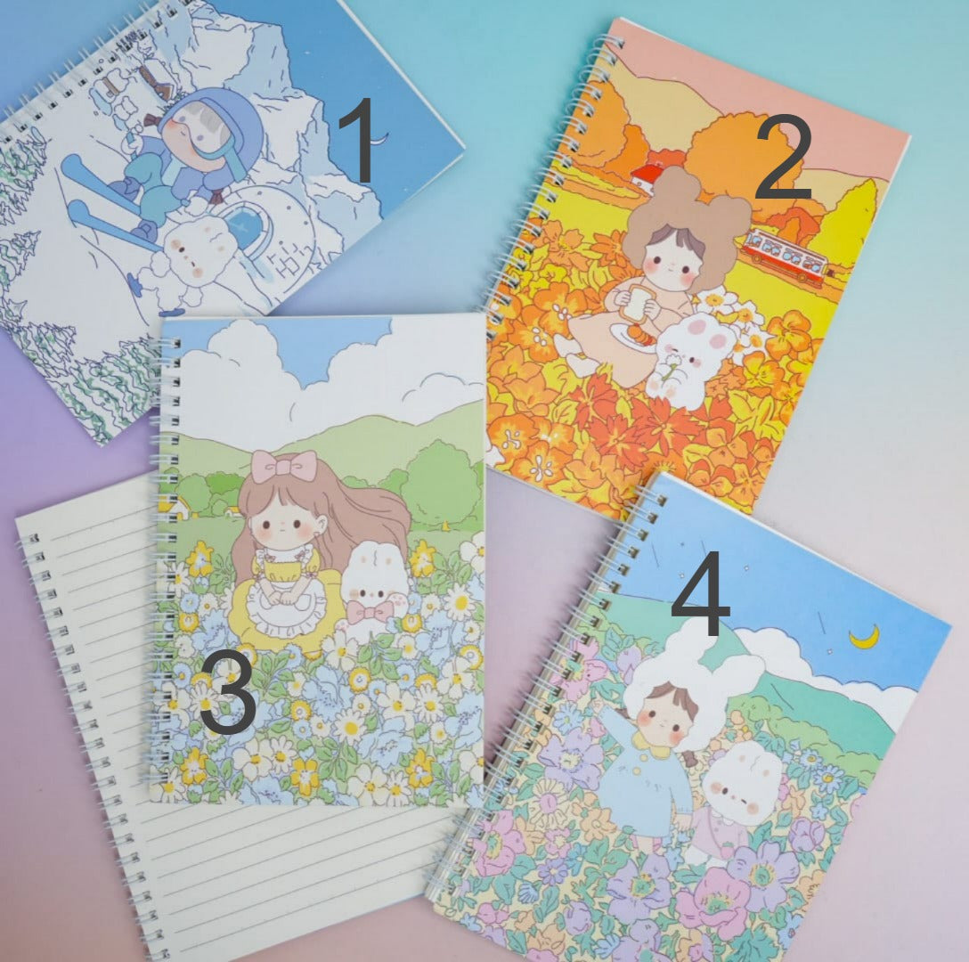 Kawai Girl &amp; Boy Spiral Notebook / Journal ( 58 Lined Pages )