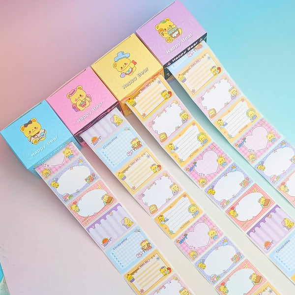 Happy Bear   Post It Notes  - Sticker Roll Box