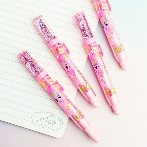 Glitter Water Pink Unicorn - Press Eraser