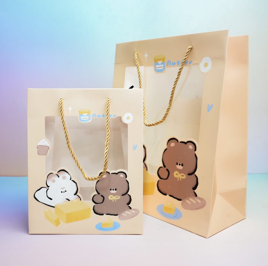 Butter Kawai Rabbit &amp; Bear Brown - Gift Bag