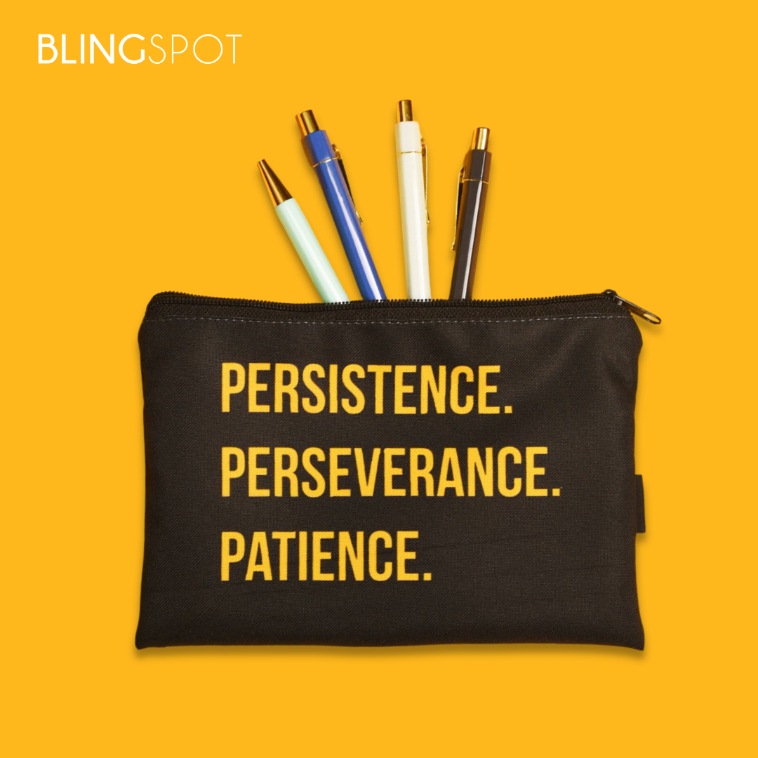 Persistence. Perseverance. Patience. - Designer Zipper Pouch