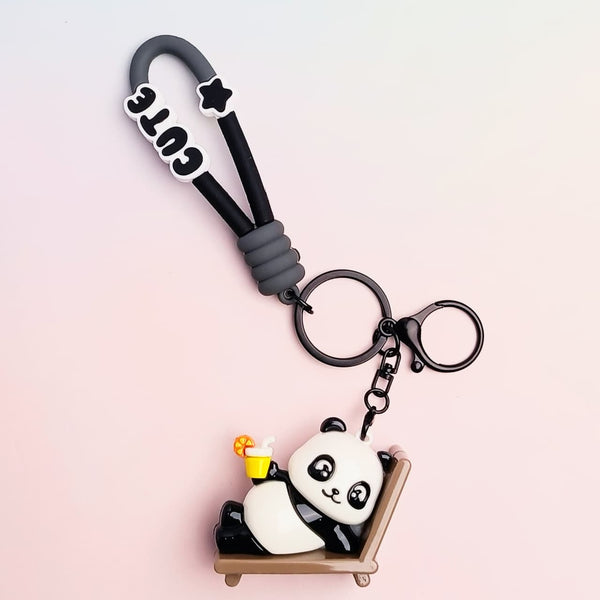 Cute Panda Black - Key Ring Style 6