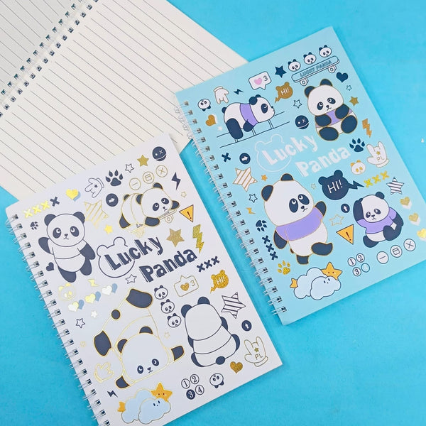 Lucky Panda Spiral Notebook / Journal ( 38 Lined Pages ) - Style 1