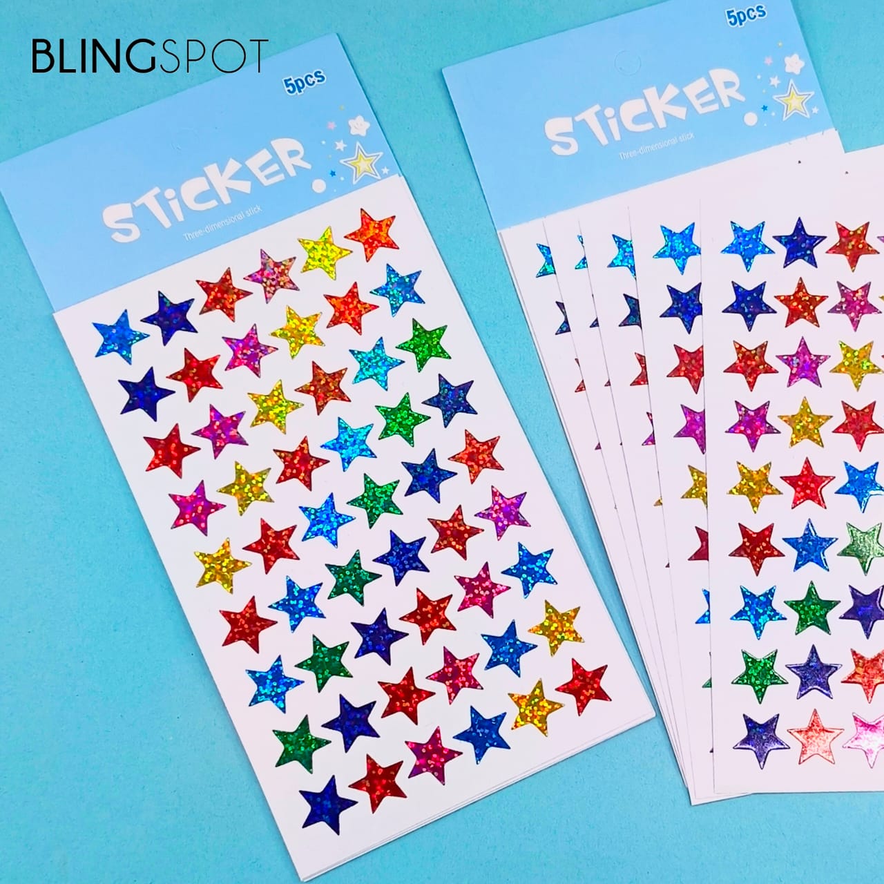 Multi Sparkle Stars Decoration Stickers Set Of 5 Sheets - Style 3