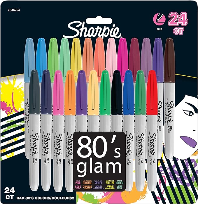 Sharpie Fine Point Permanent Marker Set of 24 ( 80s Glam )