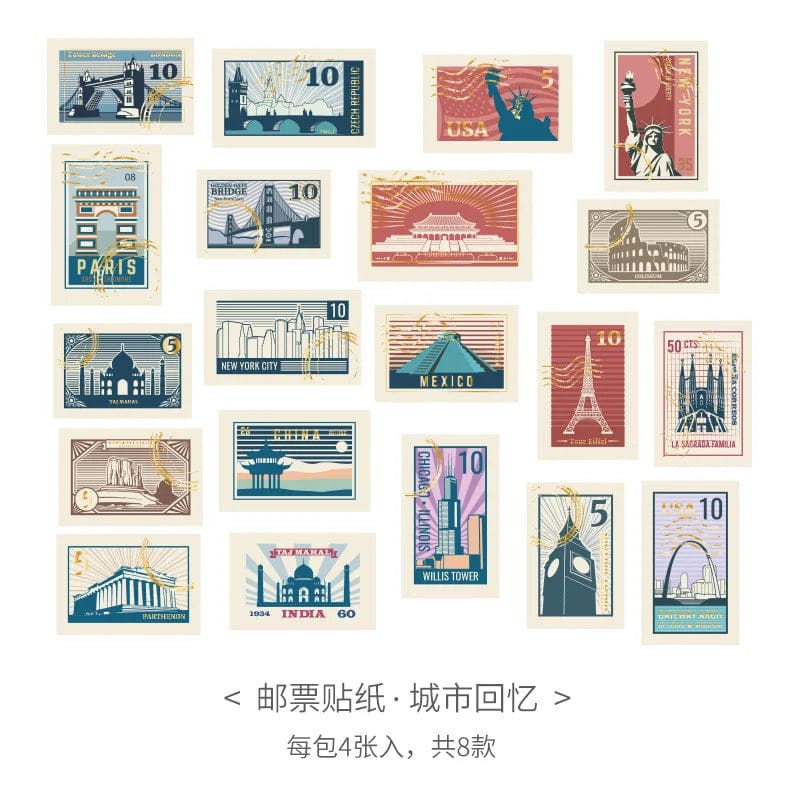 City Travel Notes Stamp  - Stickers Sheets Set Of 3