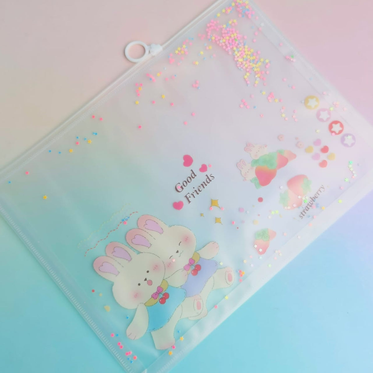 Cute Bunny Spring Flowers - Document Folder Large Pouch