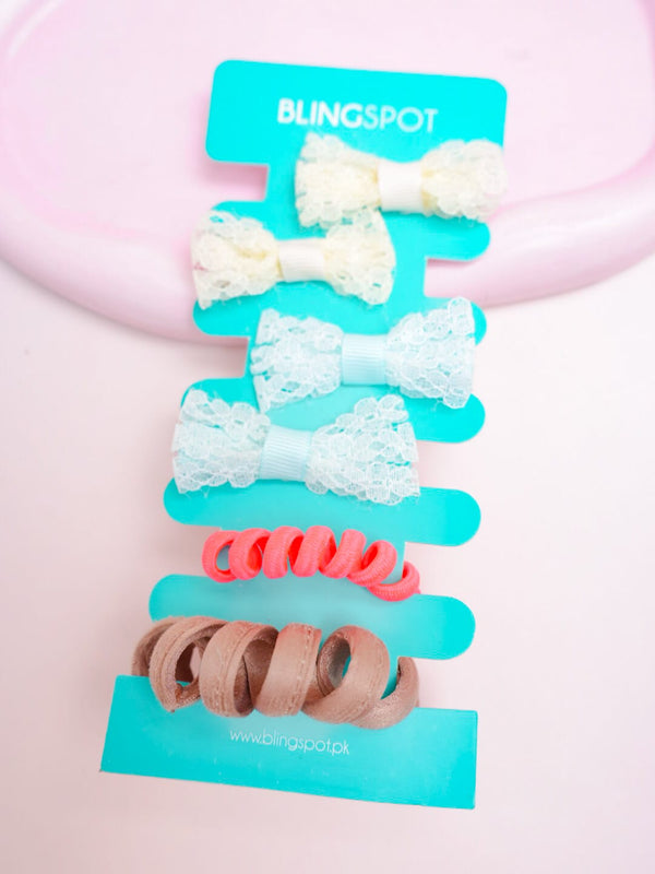 Pastel Bow Clips & Hair Ties - Hair Accessories Style 23