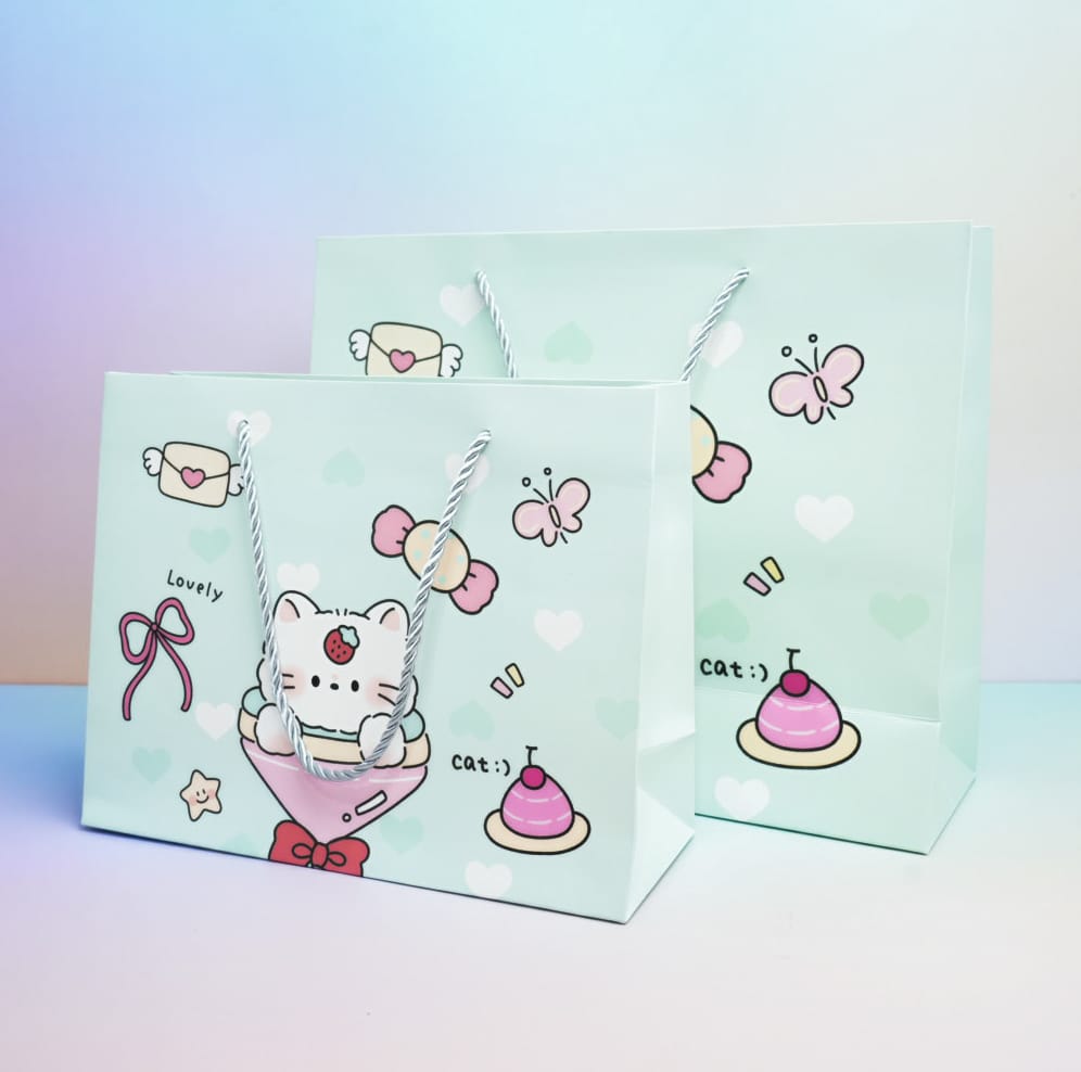 Lovely Kitten Mint Green - Gift Bag