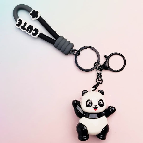Cute Panda Black - Key Ring Style 3