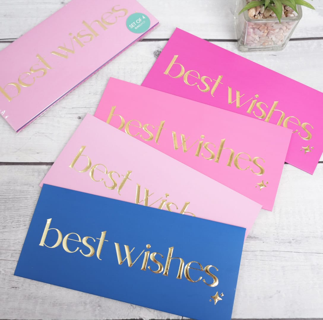 Best Wishes  Gold Foiled - Envelopes SET OF 4