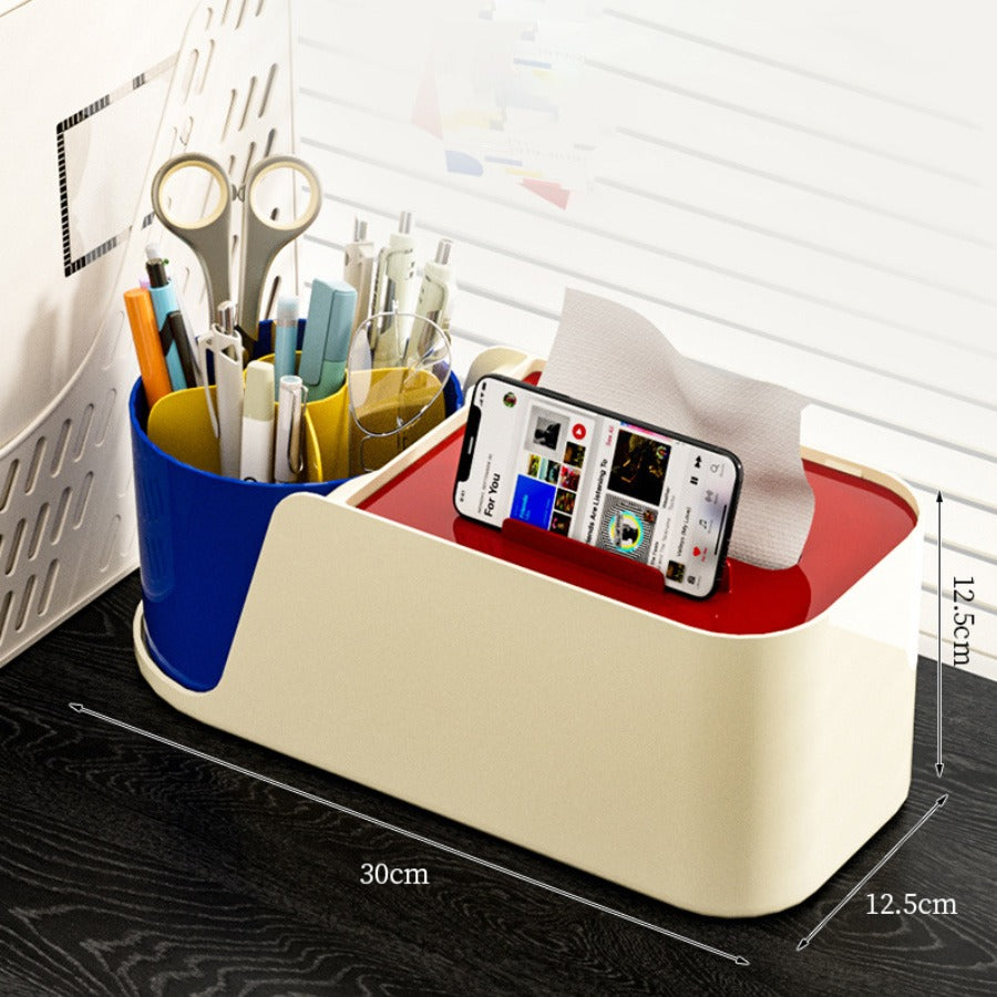 360 Rotate Multifunctional - Stationery Organizer &amp; Desk Organizer - Tissue Box